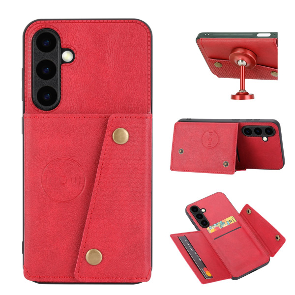 Luksus PC Leather Retro Flip Fashion Wallet Case for Galaxy S23 Red