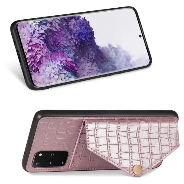 Samsung Galaxy S20 Plus - Praktiskt Stilrent Skal med Kortfack Roséguld