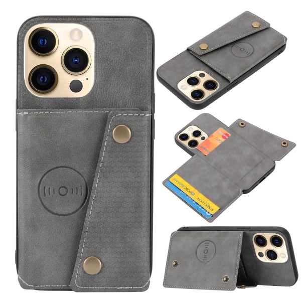 iPhone 14 Pro - Stilfuldt praktisk etui med kortholder Svart