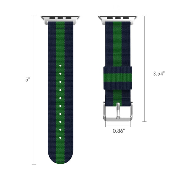Stilig nylonarmbånd for Apple Watch 42mm 3/2/1 Grön-Vit-Röd