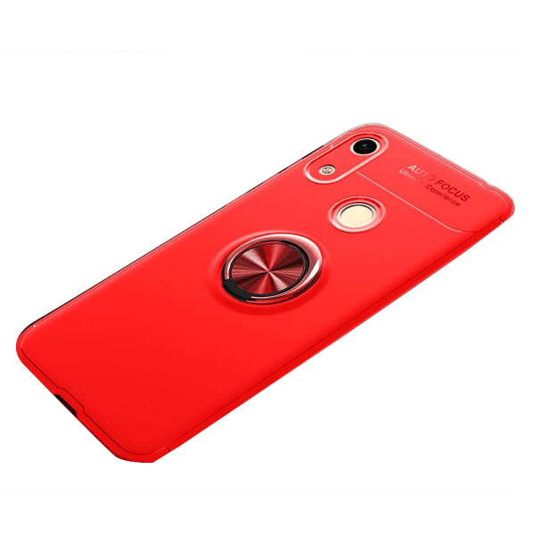 Huawei Y6 2019 - Beskyttelsescover med ringholder Röd/Röd