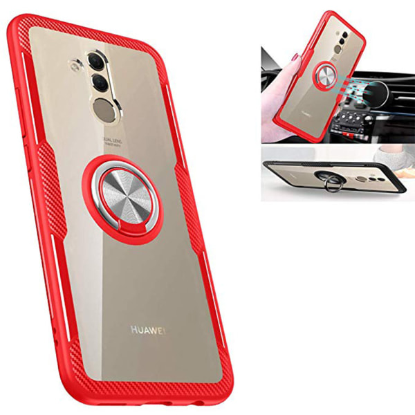 Stilfuldt cover med ringholder (NANO) - Huawei Mate 20 Lite Röd/Silver