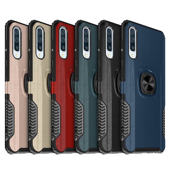 Elegant Skal med Ringhållare LEMAN - Samsung Galaxy A70 Svart
