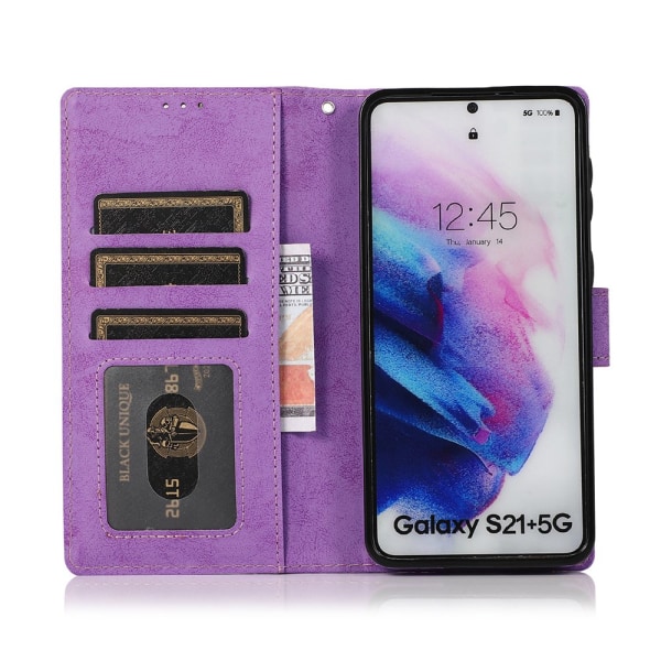 Samsung Galaxy S21 - LEMAN Wallet Case (dobbeltfunktion) Lila