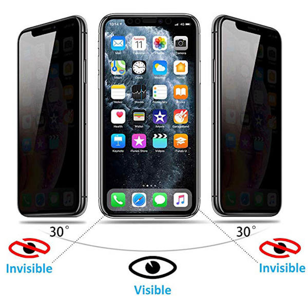 iPhone XS Max 2-PACK FullCover Anti-Spy Skärmskydd 9H Svart