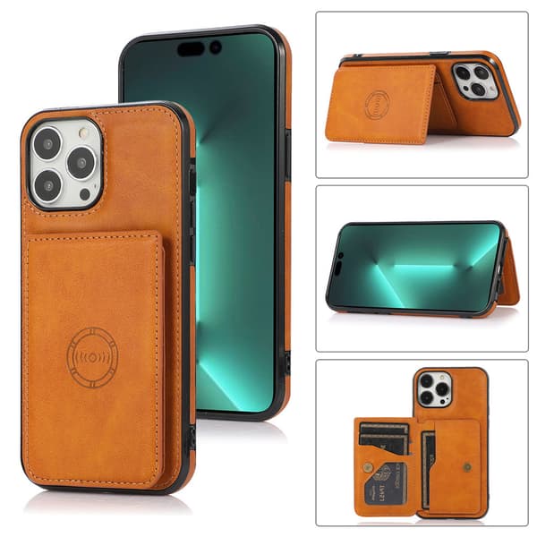 Leman Skal med PU-Läder & Magnet kompatibel med iPhone 16 Pro Max Roséguld