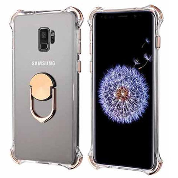 Eksklusivt silikondeksel med ringholder - Samsung Galaxy S9 Röd