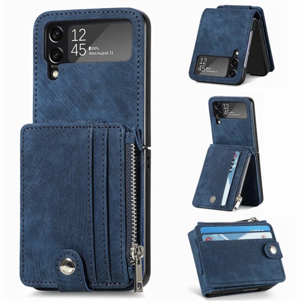 Samsung Galaxy Z Flip 3 - Praktisk deksel med lommebok Blå