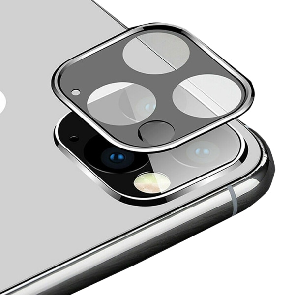 iPhone 11 Pro Max kameralinsedeksel i herdet glass + metallramme Silver