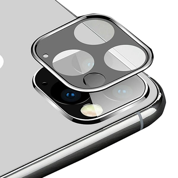 iPhone 11 Pro Max Kameralinsskydd i Härdat glas + Metalram Svart