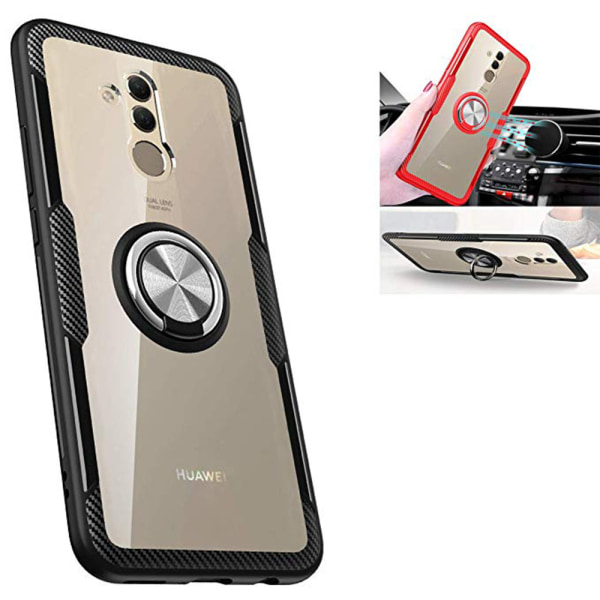 Huawei Mate 20 Lite - Smart Leman Cover med ringholder Röd/Silver
