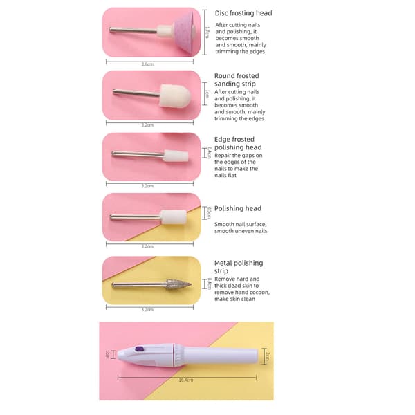 5 i 1 Neglesliber til Manicure & Pedicure Vit