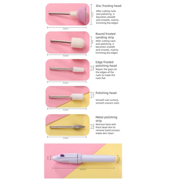 5 in 1 Nagelfil för manikyr & pedikyr Vit