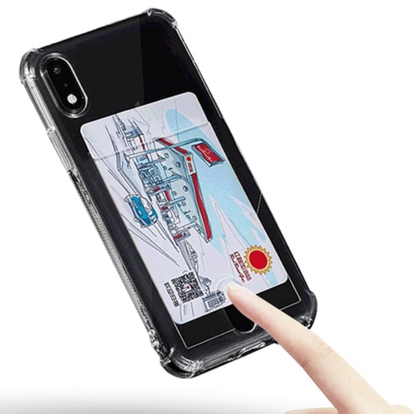 Praktisk silikondeksel med kortholder - iPhone XR Transparent/Genomskinlig