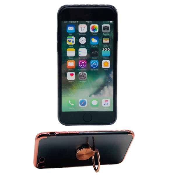 Käytännöllinen silikonikuori sormustelineellä - iPhone 7 Roséguld