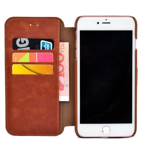 iPhone 6/6S Plus - Praktiskt Plånboksfodral Brun