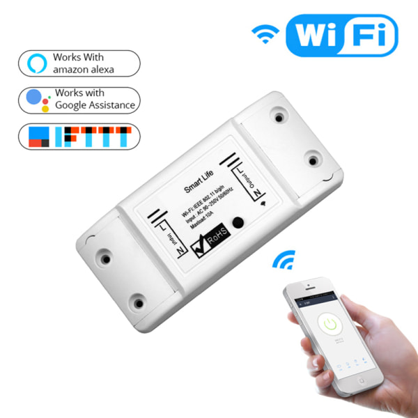 WiFi Smart Light Switch Universal Breaker langaton kaukosäädin Vit
