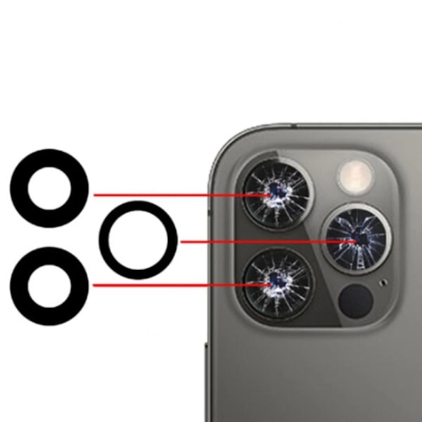 3-PACK iPhone 12 Pro Max Bakre Kamerafälglins Reservdel Transparent/Genomskinlig