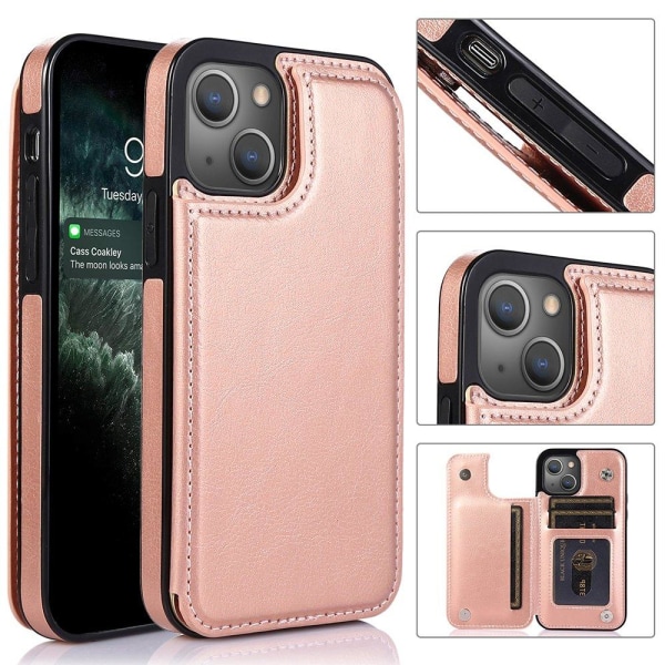 iPhone 13 - Stilfuldt praktisk cover med kortholder Roséguld