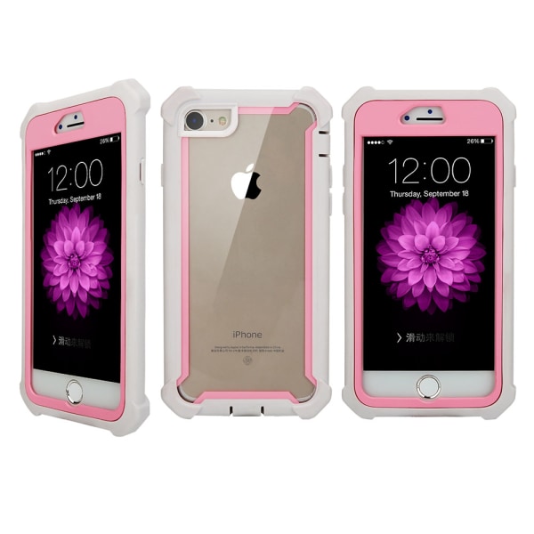 iPhone 6/6S Plus - Eksklusivt EXXO beskyttelsescover med hjørnebeskyttelse Rosa + Vit