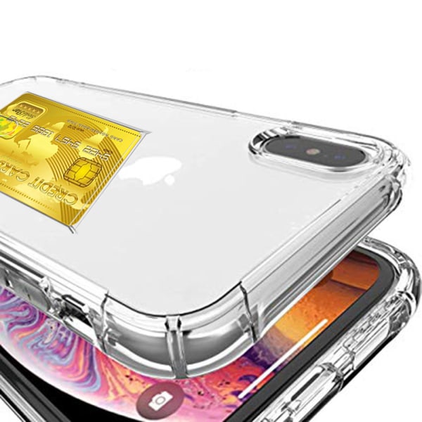 iPhone XS Max - 1 sæt cover med kortholder og skærmbeskytter Transparent
