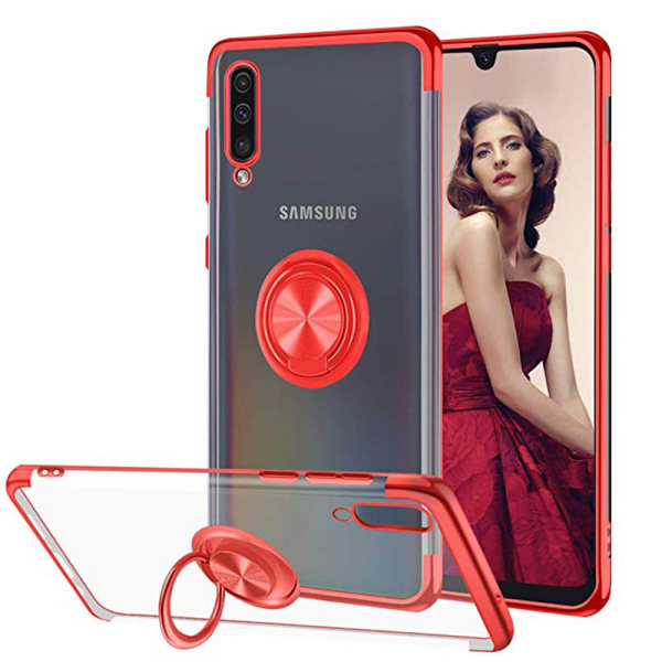 Samsung Galaxy A70 - Smart Silikonskal med Ringhållare Blå