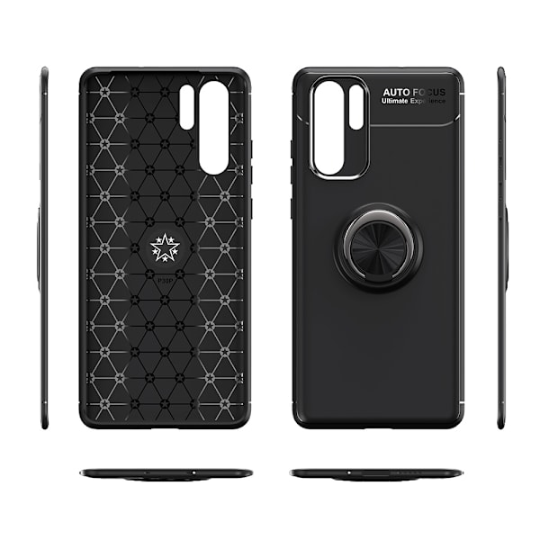 AUTO FOCUS Stilsäkert Skal med Ringhållare - Huawei P30 Pro Svart/Svart
