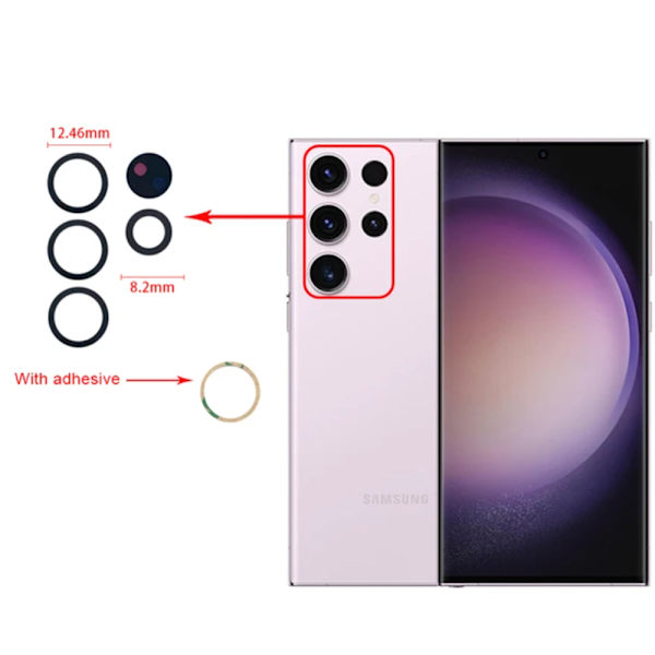 Samsung Galaxy S23 Ultra Bakre Kameralins Reservdel Transparent