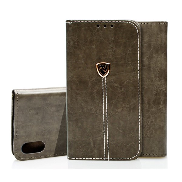 iPhone X/XS- Plånboksfodral i fint Läder Svart