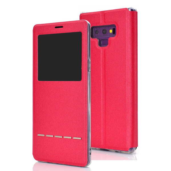 Elegant deksel med svarfunksjon for Galaxy Note 9 Röd