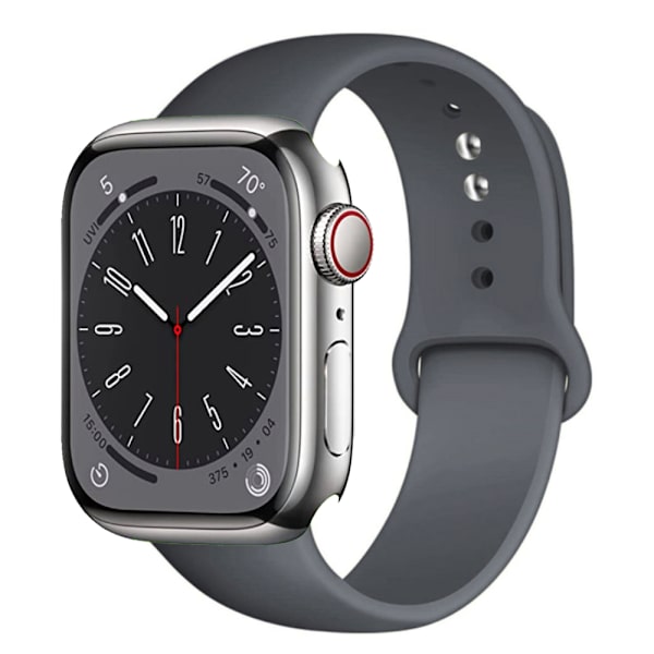 Klassisk og holdbar silikoneurrem til Apple Watch 38mm/40mm/41mm Mörkgrå L