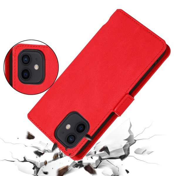 iPhone 12 Mini - Effektivt smart lommebokdeksel (FLOVEME) Röd