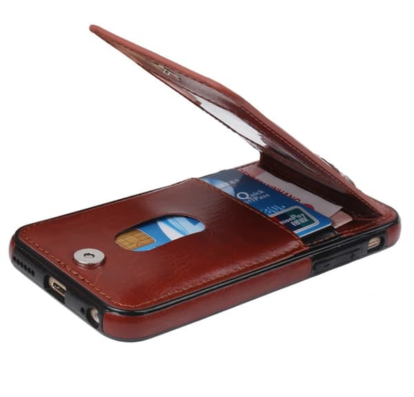 iPhone 6plus/6Splus Elegant Läderskal m Plånbok/Kortfack SVART Svart