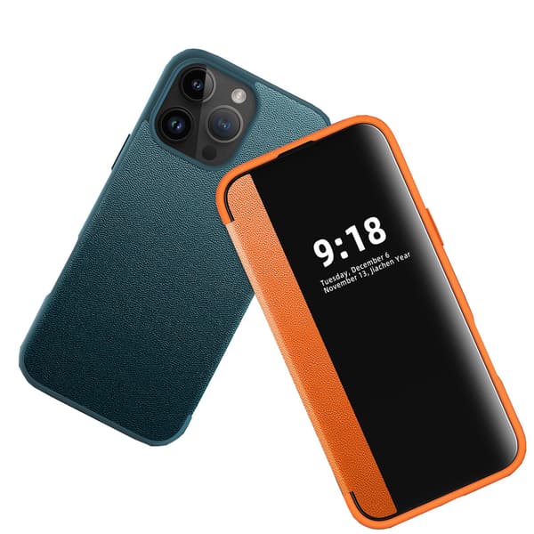 iPhone 12/12 Pro  Smart Läderfodral med Fönster & SIM-förvaring Lila