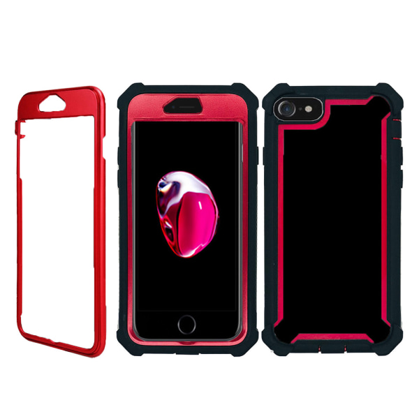 iPhone 6/6S Plus - Robust EXXO beskyttelsescover med hjørnebeskyttelse Svart + Röd