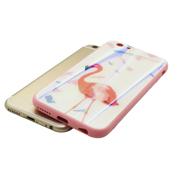 Elegant beskyttelsescover til iPhone 6/6S Plus (Hærdet glas) Flamingo