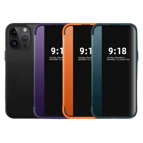 iPhone 12 mini PU-läderfodral med smart funktion Lila