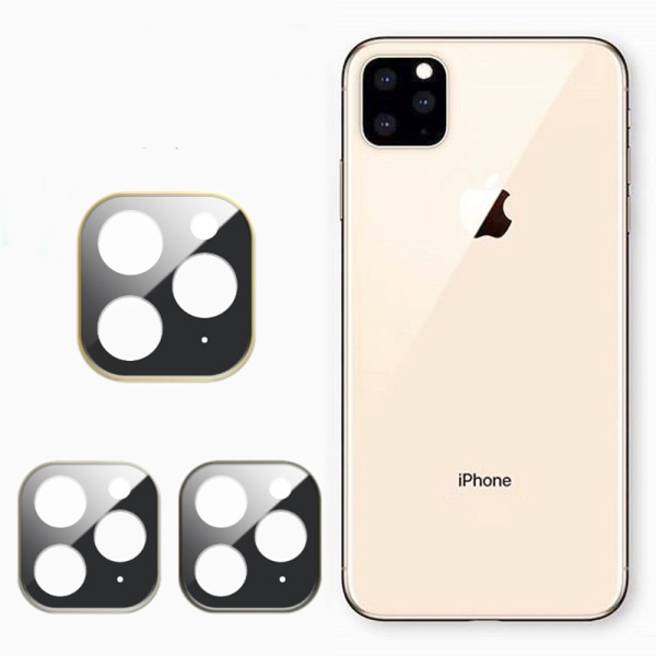 iPhone 11 Pro Max Skyddsfilm med Metalram för Bakre kameralins Guld