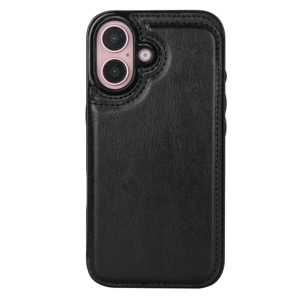 iPhone 16 Stilrent Skal med Kortfack Svart
