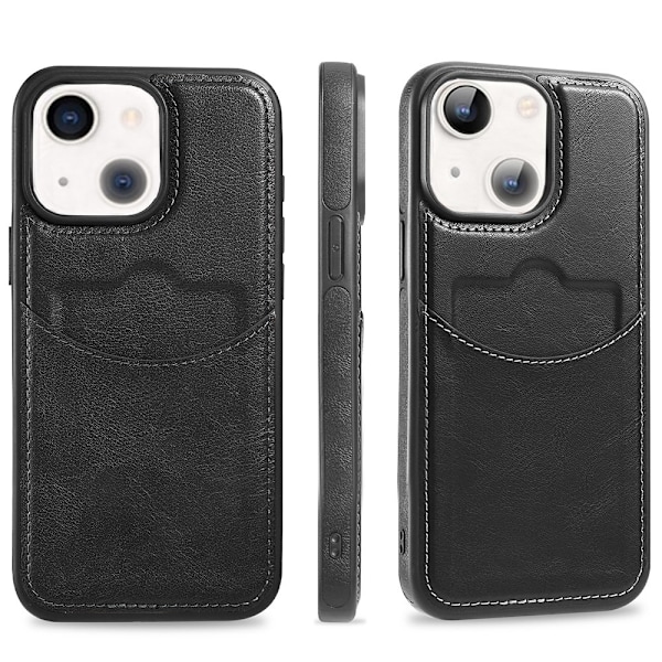 iPhone 15 Kortfodral i PU-läder - Slimmat & Stilrent Skal Blå