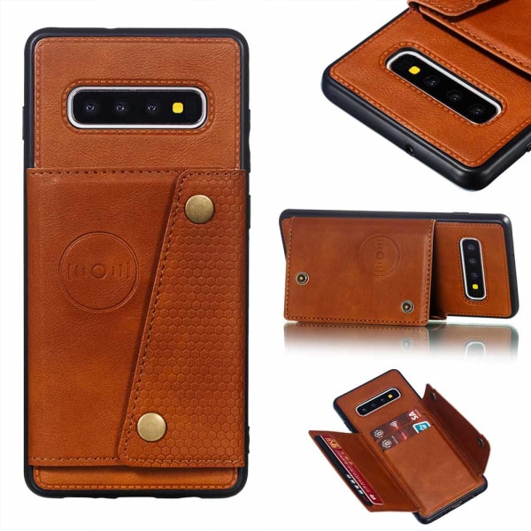 Samsung Galaxy S10 - RETRO Smart Cover med kortrum Mörkblå