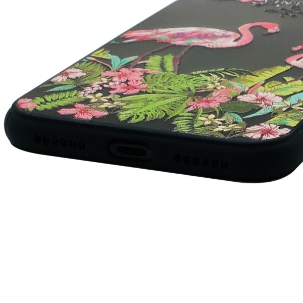 Black Flamingo - Retroskal av silikon för iPhone X/XS