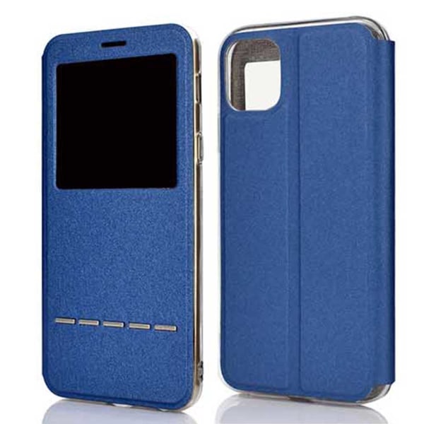 Elegant Smart Case Answer-funksjon med vindu - iPhone 11 Blå