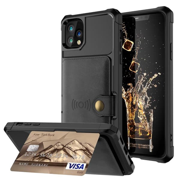 Skal med Kortfack - iPhone 11 Grön