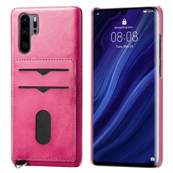 Huawei P30 Pro - Elegant Leman Skal med Kortfack Grå Grå