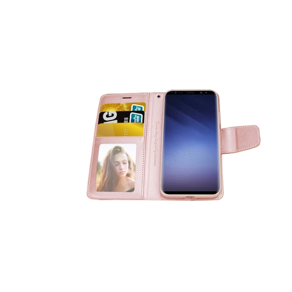 Elegant Fodral med Plånbok från Hanman - Samsung Galaxy S9 Rosa
