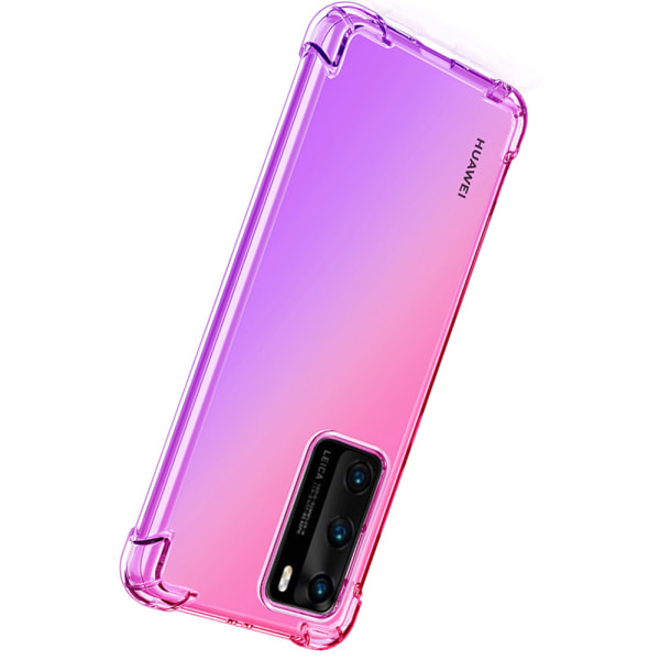 Stilig silikonbeskyttelsesdeksel - Huawei P40 Blå/Rosa
