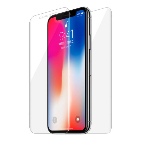 Fram- & Baksida iPhone X/XS Sk�rmskydd 9H Nano-Soft Transparent/Genomskinlig