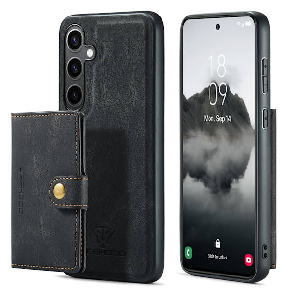 Skinnveske med magnetisk kortholder til Galaxy S24 Plus Svart