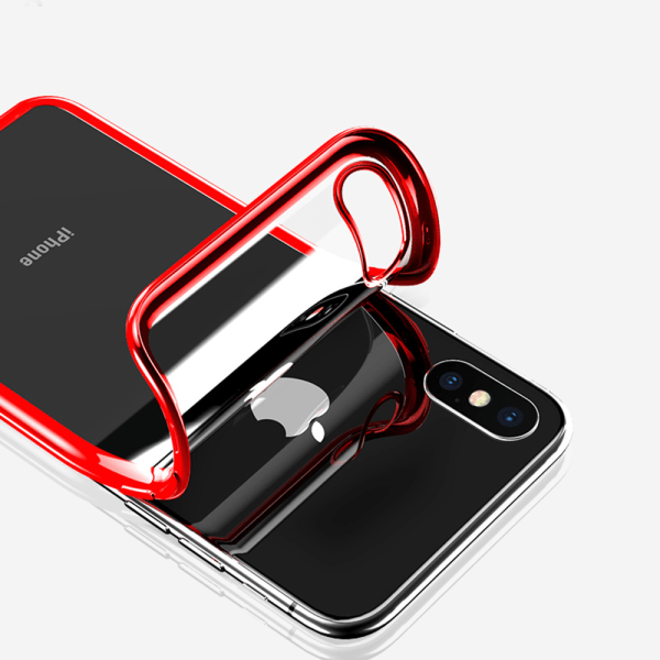 Galvanoitu pehmeä silikonikotelo iPhone XS Maxille Röd